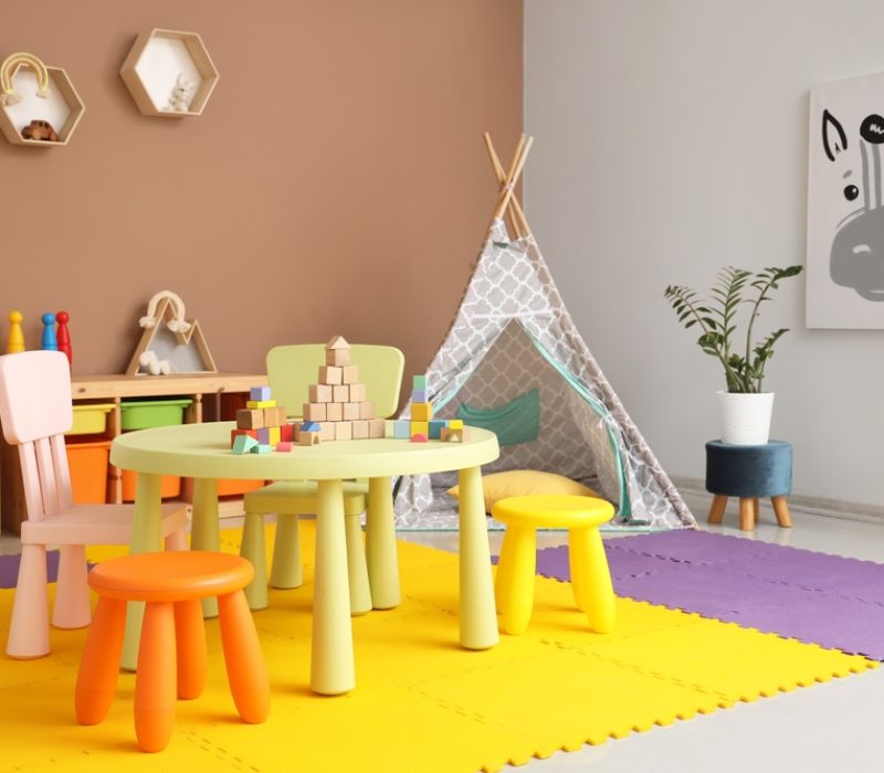 Interior,Of,Children's,Room,With,Table,,Play,Tent,And,Toys